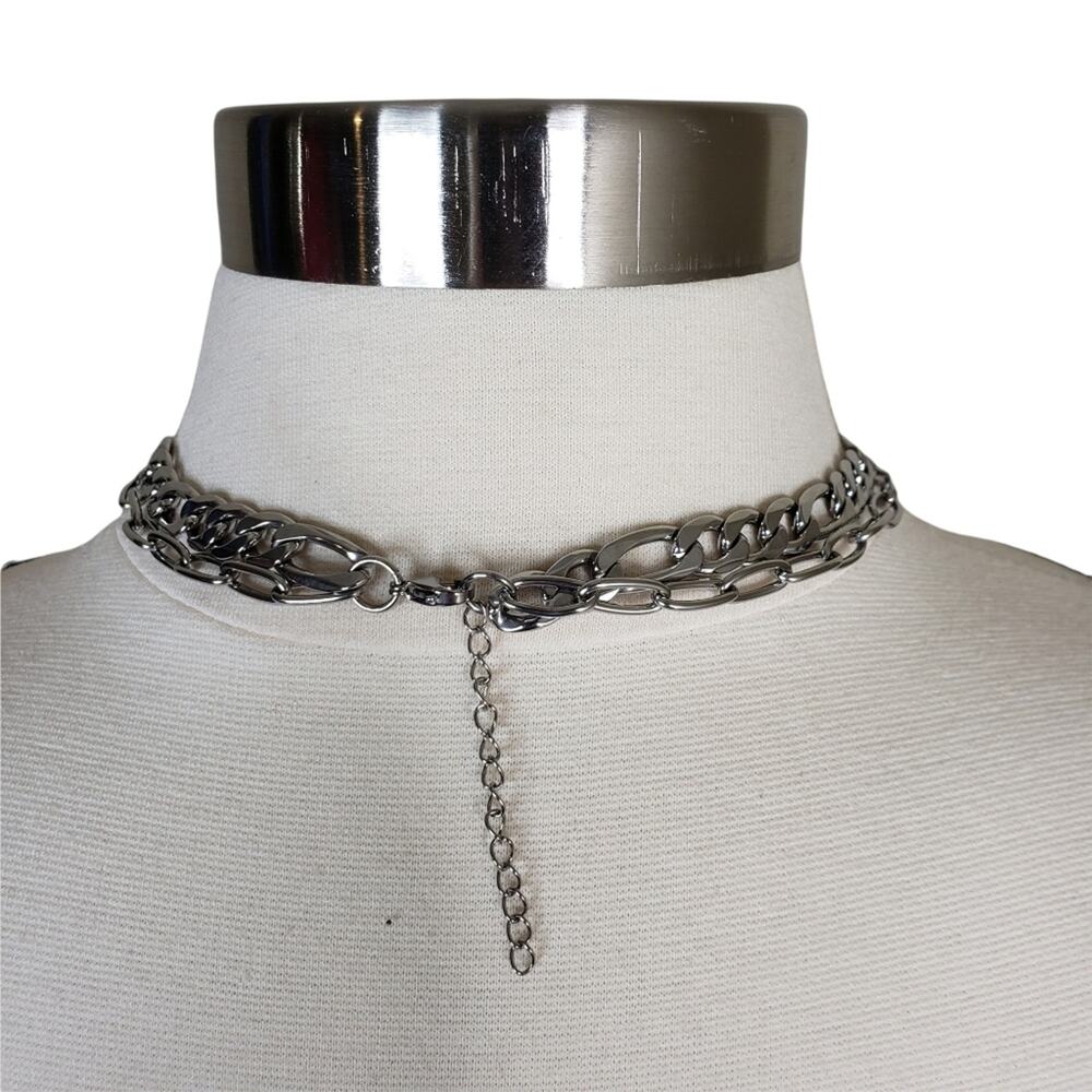 ADORNIA Mixed Chain Feather Lariat Layered Necklace NEW - Picture 4 of 8